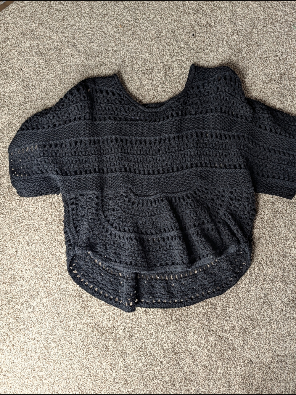 Black Crochet Knit Cropped Sweater | Boho Gothic Layering Top